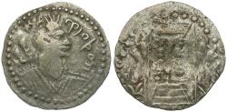 Ancient Coins - Hunnic Tribes. Hephthalite (Nezak Huns). Napki Malik coinage AR Drachm