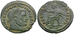 Ancient Coins - Divo Maximian (died AD 310) Commemorative Æ3 / Emperor seated
