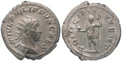 Ancient Coins - Philip II, as Caesar (AD 244-247) AR Antoninianus / Philip in Military Dress