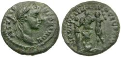 Ancient Coins - Elagabalus (AD 218-222). Moesia Inferior. Nicopolis ad Istrum Æ17 / Trophy