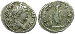 Ancient Coins - Caracalla (AD 198-217) AR Denarius / Emperor Sacrificing