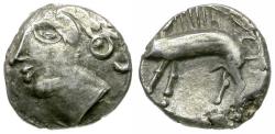 Ancient Coins - Ancient France. Celtic Gaul. Sequani Tribe AR Quinarius / Boar