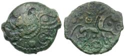 Ancient Coins - Ancient France. Celtic Gaul. Aulerci Eburovices Tribe Æ14 / Horse