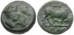 Ancient Coins - Thessaly. Krannon Æ14 / Bull