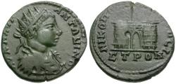 Ancient Coins - Elagabalus (AD 218-222). Moesia Inferior. Nicopolis ad Istrum Æ21 / City Gate