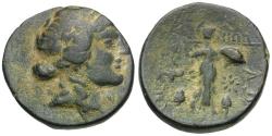 Ancient Coins - Thessaly. Thessalian League. Gennippos, magistrate Æ20 / Caps of the Dioscuri