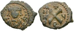 Ancient Coins - *Sear 536* Byzantine Empire. Maurice Tiberius (AD 582-602) Æ Decanummium