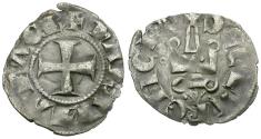 World Coins - Crusader States. Principality of Achaea. Philip of Taranto, Prince of Achaea (1308-1316) AR Denier Tournois