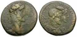 Ancient Coins - Antoninus Pius (AD 138-161). Phoenicia. Tripolis Æ22 / Dioscuri