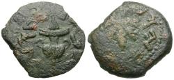 Ancient Coins - Judaea. Jewish War. First Revolt Æ Prutah / Year 3