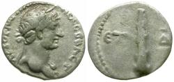 Ancient Coins - Hadrian (AD 117-138). Cappadocia. Caesarea AR Hemidrachm / Club