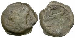 Ancient Coins - 206-195 BC - Roman Republic. Rostrum Tridens Series Æ Semis