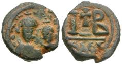 Ancient Coins - *Sear 853* Byzantine Empire. Heraclius (AD 610-641) with Heraclius Constantine Æ 12 Nummi