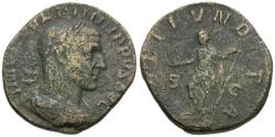Ancient Coins - Philip I (AD 244-249) Æ Sestertius / Laetitia