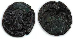 Ancient Coins - Marcian: AE 4, Probable imitative, leaf and monogram reverse