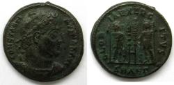 Ancient Coins - Constantine I: AE Folles, Rosette diadem, two soldiers between standards, Antioch