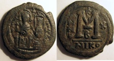Ancient Coins - Justin II: AE Folles, Mint of Nicomedia