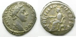 Ancient Coins - Commodus: AR Denarius, Salus reverse