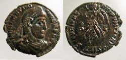 Ancient Coins - Valentinian I, AE3 Siscia: Emperor advancing