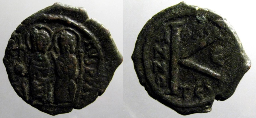 Justin Ii Ae Half Follis Thessalonica Byzantine Coins