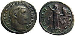 Ancient Coins - Maximinus II: AE Folles; Sol holding head of Serapis reverse, mint of Antioch