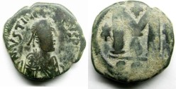 Ancient Coins - Justinian I: AE Follis, Constantinople