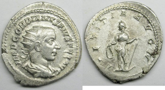 Emperor Gordian III Silver Antoninianus, Laetitia Reverse, outlets Rome AD 241-3