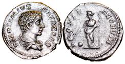 Ancient Coins - GETA. AR denarius. 209 - 212 A.D..   Very Fine..  12151.