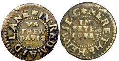 World Coins - London. Frier's Court, Wapping.. MATHEW DAVIS. Farthing token. .   .  11965.