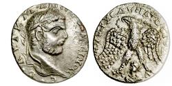 Ancient Coins - CARACALLA. AR tetradrachm. Emessa mint. Contemporary imitiation. 198 - 217 A.D..   Extremely Fine..  12423.