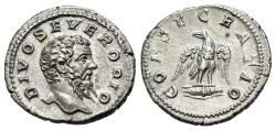 Ancient Coins - Divus Severus (Consecrated in 211) AR Denarius. Rome mint, 211 AD. R/ CONSECRATIO - EAGLE