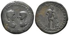 Ancient Coins - Macrinus with Diadumenian (217-218). Moesia Inferior, Marcianopolis. Æ Pentassarion - R/ Herakles