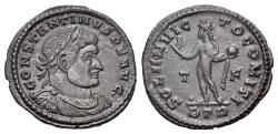 Ancient Coins - Constantine I (AD 307/310-337). BI Nummus, Treveri, 317. R/ SOLI INVIC-TO COMITI / Sol