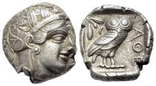 Ancient Coins - Attica, Athens Circa 454-404 BC. AR Tetradrachm R/ OWL Extremely Fine