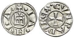 Ancient Coins - Crusader ITALY. Genova (Genoa), Republic, c. 1139-1339. AR Denaro Castle / Cross