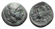 Ancient Coins - Kings of Macedon, Alexander III 'the Great' (336-323 BC). Æ Half Unit. Amphipolis, c. 325-323/2 BC.  R/ EAGLE
