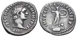 Ancient Coins - Domitian (AD 81-96). AR Denarius. Rome mint. Struck 1 January-13 September AD 92. R/ Minerva standing right on capital of rostral column