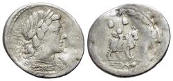Ancient Coins - Mn. Fonteius C.F.,Rome, 85 BC. AR Denarius. Laureate head of Apollo-Vejovis r. R/ Cupid riding goat r.