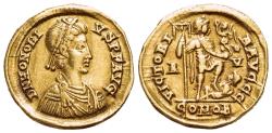 Ancient Coins - VISIGOTHS. In the name of Honorius (AD 393-423). AV Solidus. "Ravenna", ca. AD 415-507. SCARCE