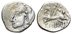 Ancient Coins - Central Gaul, Bituriges Cubi, c. 1st century BC. AR Quinarius. R/ Horse prancing l.; branch above; CAM below