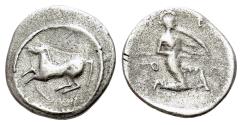 Ancient Coins - Thessaly, Perrhaiboi, c. 450-400 BC. AR Obol. Olosson or Phalanna mint. R/ Athena Itonia