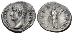 Ancient Coins - Hadrian (AD 117-138). AR Denarius. Rome mint. R/ FIDES PVBLICA RARE BUST TYPE