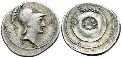 Ancient Coins - Octavian, Autumn 30-summer 29 BC. AR Denarius. Italian (Rome?) mint. R/ CAESAR around upper rim of circular shield