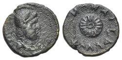 Ancient Coins - MOESIA INFERIOR. Callatis. Pseudo-autonomous. Time of Antoninus Pius to Marcus Aurelius (AD 138-180). Æ 15mm R/ Shield between club and quiver.