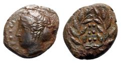 Ancient Coins - Sicily, Himera, c. 420-407 BC. Æ Hemilitron