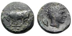 Ancient Coins - Sicily, Gela, c. 420-405 BC. Æ Tetras