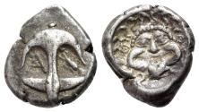 Ancient Coins - Thrace, Apollonia Pontika, c. 480/78-450 BC. AR Drachm. Anchor R/ Facing gorgoneion