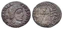 Ancient Coins - Magnentius (AD 350-353). Æ 15mm. Contemporary imitation. Imitating an official type of the Lugdunum (Lyon) mint. Found at ' The Chessels ' gravel pits, Lower Slaughter Glos
