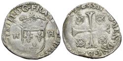 World Coins - FRANCE. Henry III (1574-1589). AR Douzain 1576. Crowned coat-of-arms. R/ CROSS