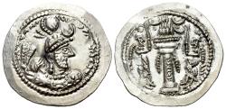 Ancient Coins - Sasanian Kings, Yazdgird (Yazdgard) I (399-420). AR Drachm EXTREMELY FINE